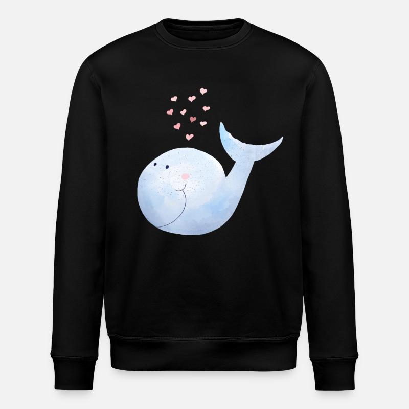 Wal versprüht Herzen I Blauwal Comic - Stanley/Stella Unisex Bio-Sweatshirt ROLLER - Schwarz