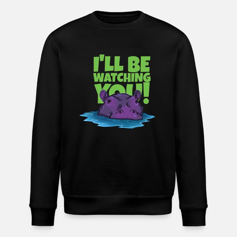 Funny hippopotamus with text - Stanley/Stella ROLLER Unisex Organic Sweatshirt - black