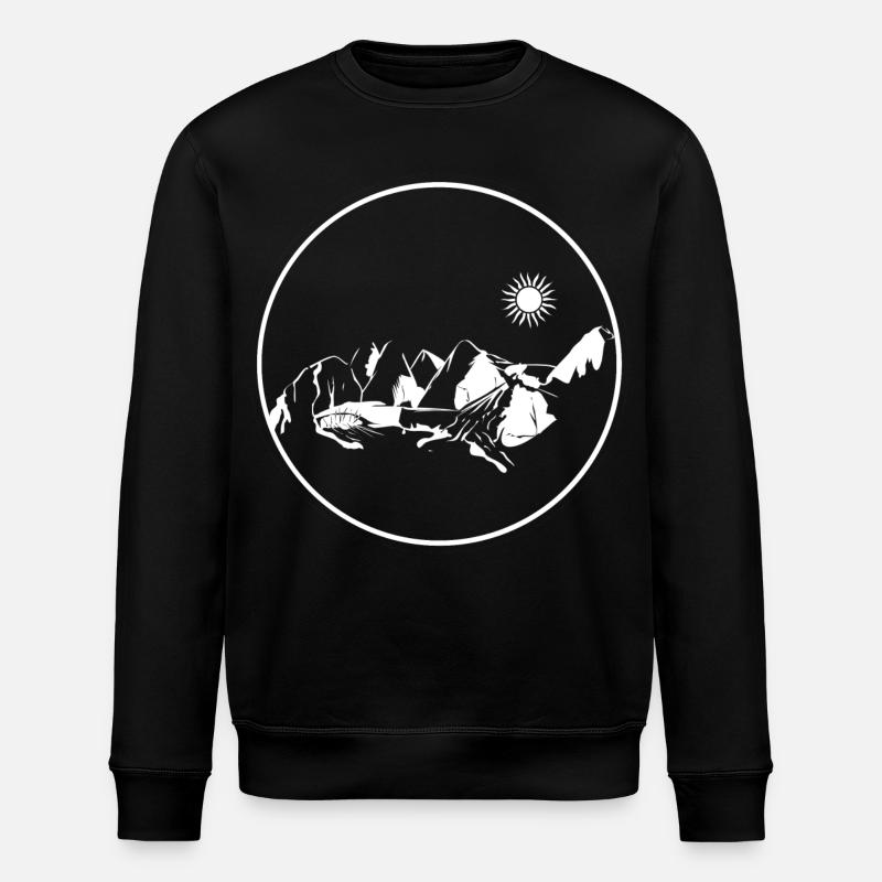 Circle Stamp Mountain Landscape Moonlight - Stanley/Stella ROLLER Unisex Organic Sweatshirt - black