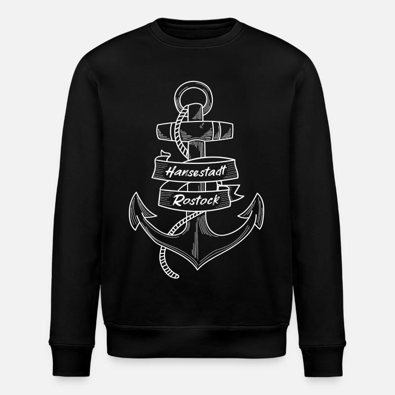 Anker - Hansestadt Rostock - Stanley/Stella Unisex Bio-Sweatshirt ROLLER - Schwarz