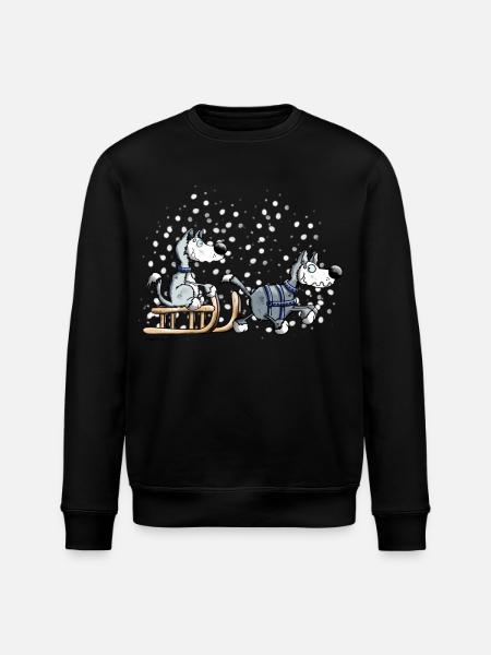 Huskies in the snow - Stanley/Stella ROLLER Unisex Organic Sweatshirt - black