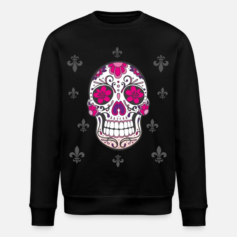 Sugar Skull Fleur De Lis - Sweat bio ROLLER Stanley/Stella Unisexe - noir