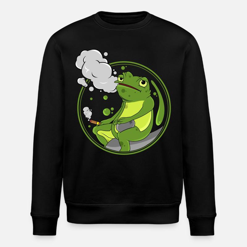 Frosch als Raucher mit Zigarre - Stanley/Stella Unisex Bio-Sweatshirt ROLLER - Schwarz