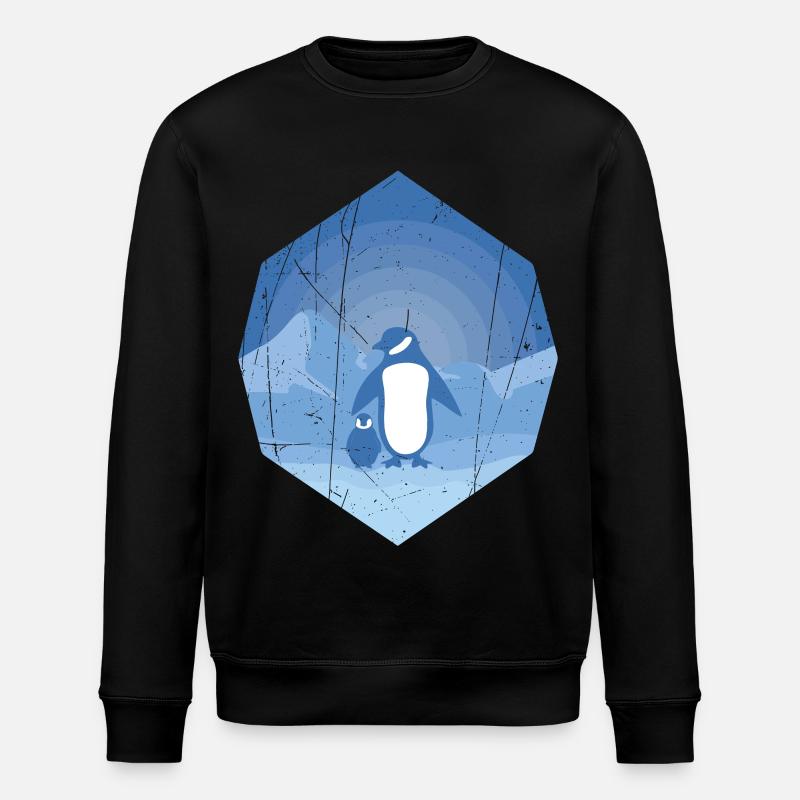 Pinguin Mutter mit Pinguin Baby - Stanley/Stella Unisex Bio-Sweatshirt ROLLER - Schwarz
