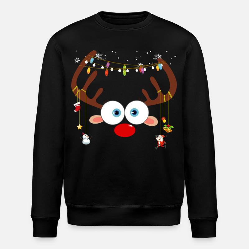 Visage de renne de Noël - Sweat bio ROLLER Stanley/Stella Unisexe - noir