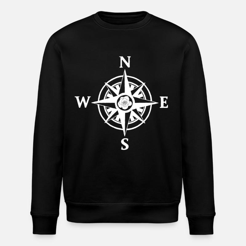 Rose des vents (blanc) - Sweat bio ROLLER Stanley/Stella Unisexe - noir