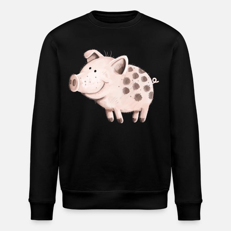 Süßes Schwein - Stanley/Stella Unisex Bio-Sweatshirt ROLLER - Schwarz