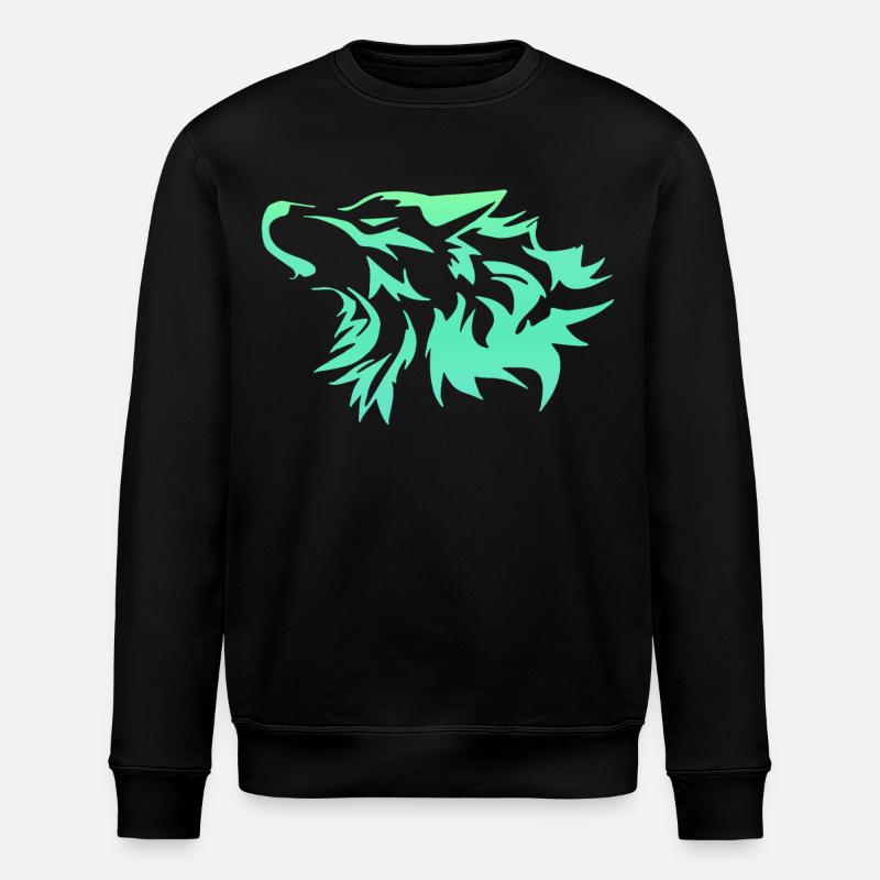 Loup vert vif - Sweat bio ROLLER Stanley/Stella Unisexe - noir