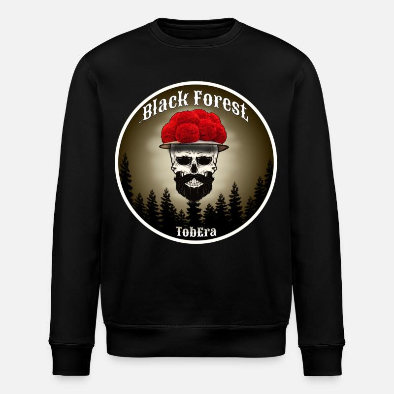 Schwarzwald Skull mit roten Blüten - Stanley/Stella Unisex Bio-Sweatshirt ROLLER - Schwarz