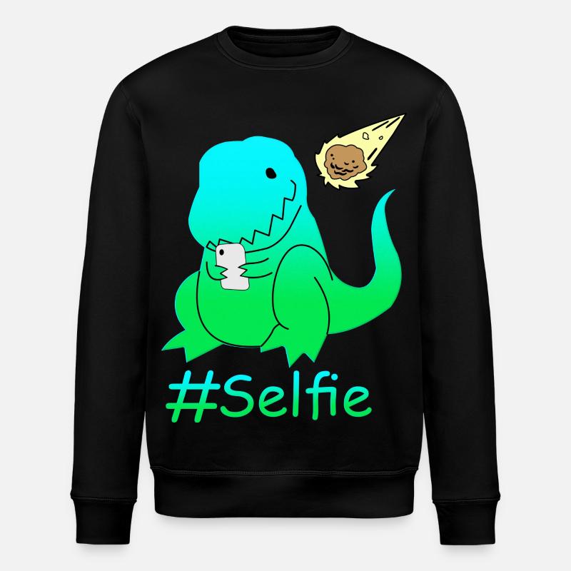 Lustiger Selfie Dinosaurier - Stanley/Stella Unisex Bio-Sweatshirt ROLLER - Schwarz
