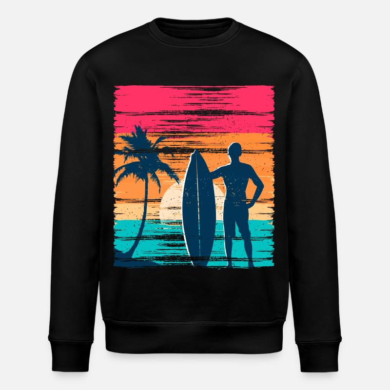 Surfer Sunset Retro - Stanley/Stella Unisex Bio-Sweatshirt ROLLER - Schwarz
