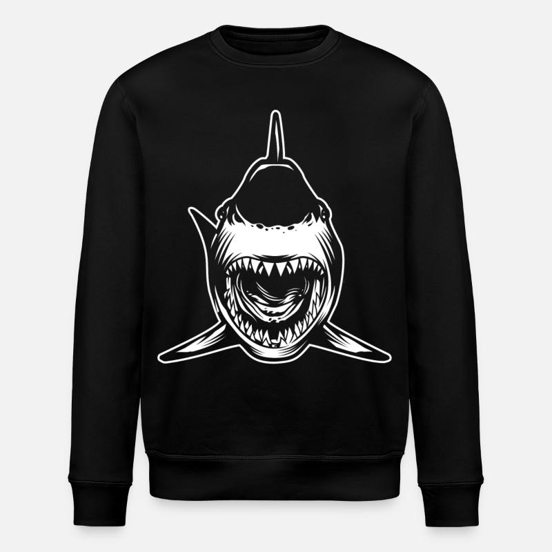 Open mouth shark - Stanley/Stella ROLLER Unisex Organic Sweatshirt - black