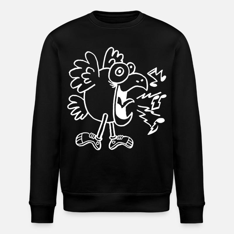 Crazy white bird - Stanley/Stella ROLLER Unisex Organic Sweatshirt - black