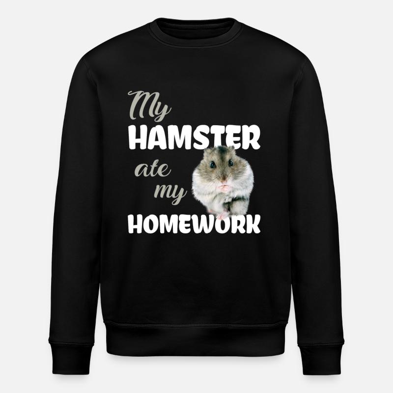 Hamster homework Funny saying - Stanley/Stella ROLLER Unisex Organic Sweatshirt - black