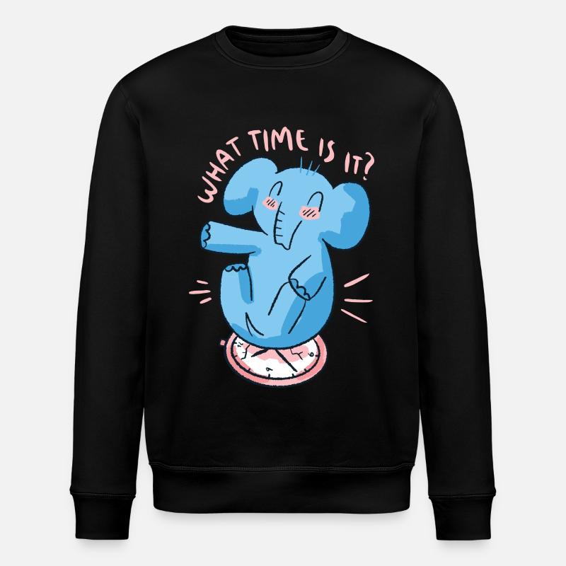 Elephant Clock - Stanley/Stella ROLLER Unisex Organic Sweatshirt - black