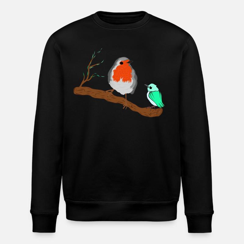 Vögel Rotkehlchen auf Zweig - Stanley/Stella Unisex Bio-Sweatshirt ROLLER - Schwarz