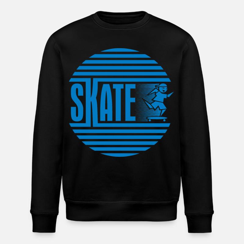 Circular Retro Blue Skating - Stanley/Stella ROLLER Unisex Organic Sweatshirt - black