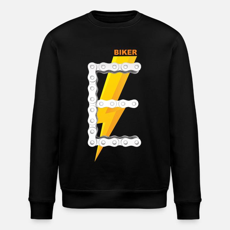 E-Biker Shirt Gift Icon Logo - Stanley/Stella ROLLER Unisex Organic Sweatshirt - black