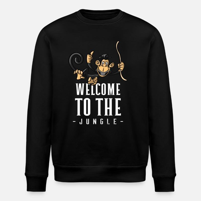 Jungle Affe Willkommensdesign - Stanley/Stella Unisex Bio-Sweatshirt ROLLER - Schwarz