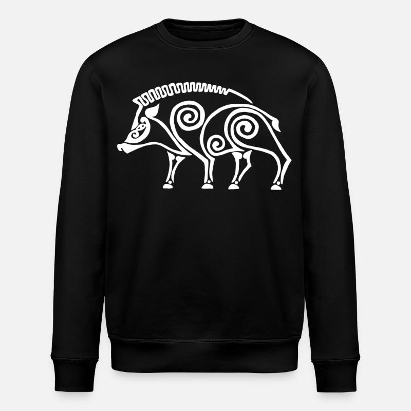 white celtic boar - Stanley/Stella ROLLER Unisex Organic Sweatshirt - black