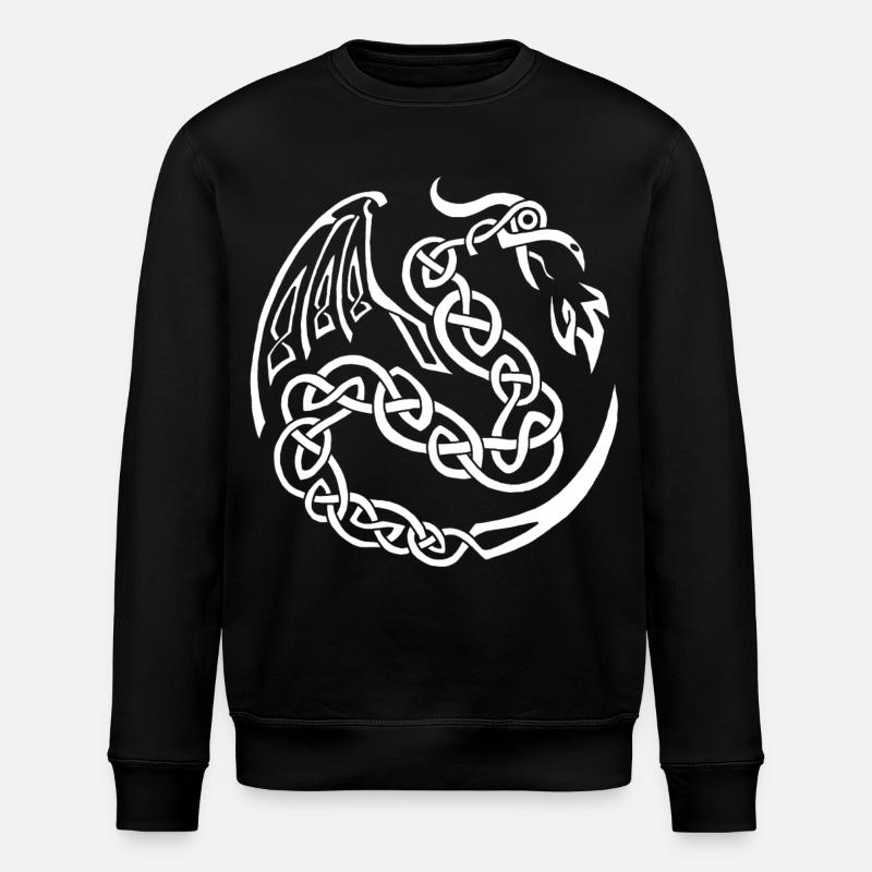 Dragon celte blanc - Sweat bio ROLLER Stanley/Stella Unisexe - noir