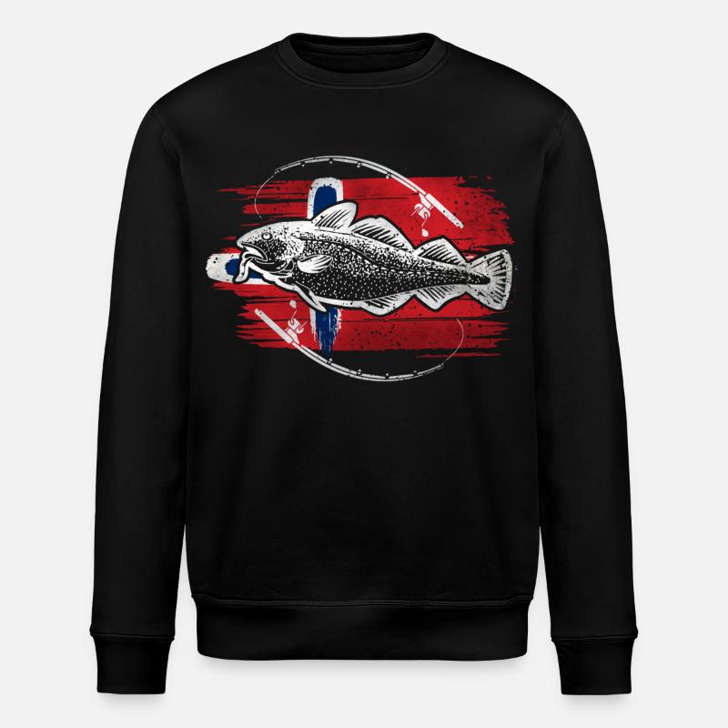 Norwegen Angeln Dorsch - Stanley/Stella Unisex Bio-Sweatshirt ROLLER - Schwarz
