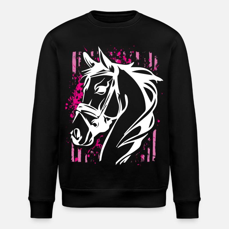 Graffiti-Stil Pferd mit Pinkem Farbsplash - Stanley/Stella Unisex Bio-Sweatshirt ROLLER - Schwarz