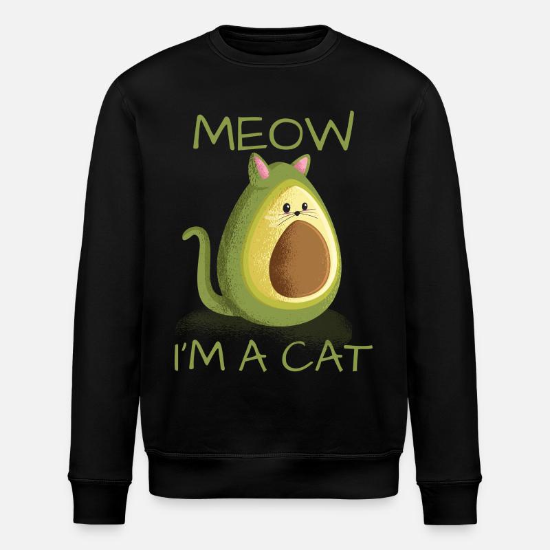 Chat motif de chat Meow en a cat avocat Vegan - Sweat bio ROLLER Stanley/Stella Unisexe - noir