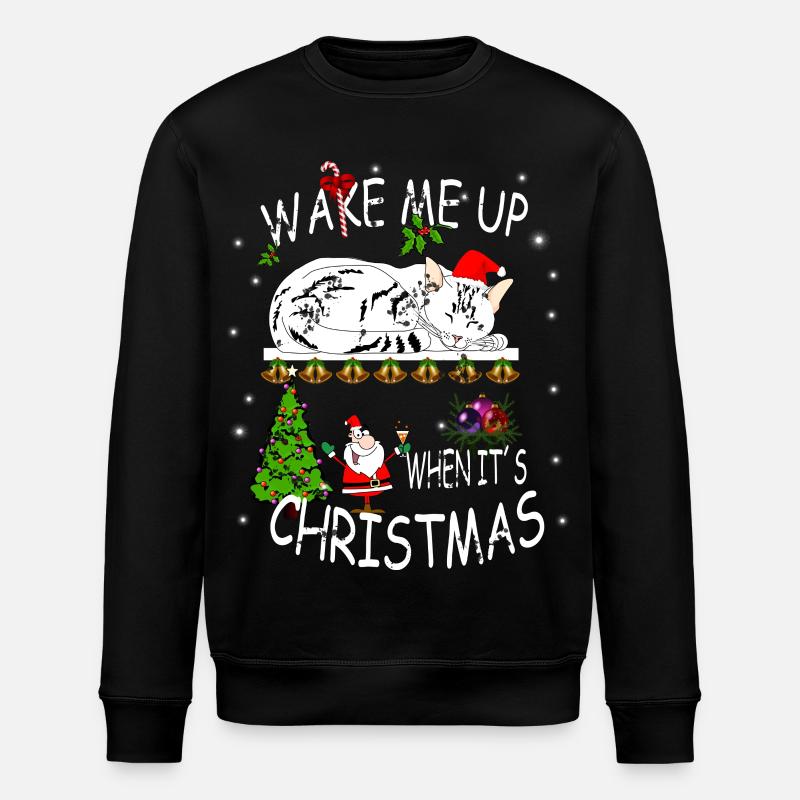 Happy Holidays with cat - Stanley/Stella ROLLER Unisex Organic Sweatshirt - black