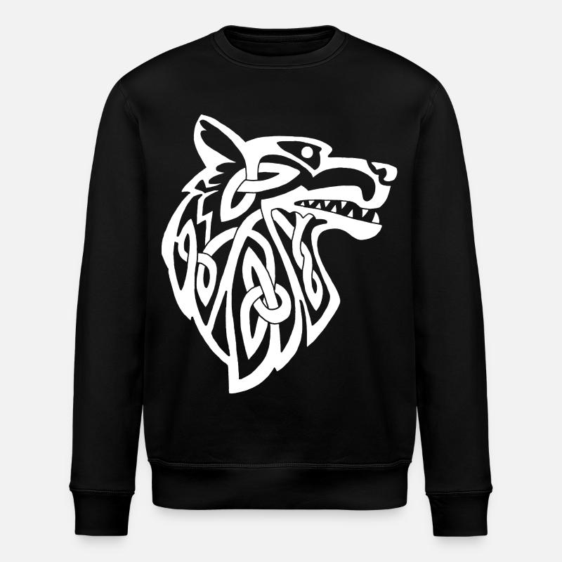 Viking white wolf - Stanley/Stella ROLLER Unisex Organic Sweatshirt - black