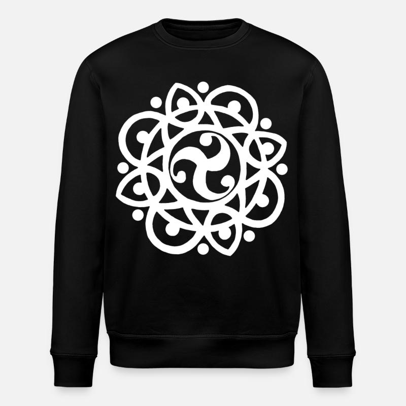 Celtic flower and sun (white) - Stanley/Stella ROLLER Unisex Organic Sweatshirt - black