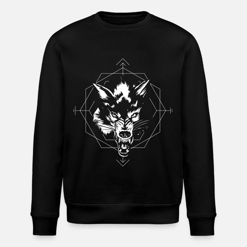 Wilder Wolf Geometrisch - Stanley/Stella Unisex Bio-Sweatshirt ROLLER - Schwarz