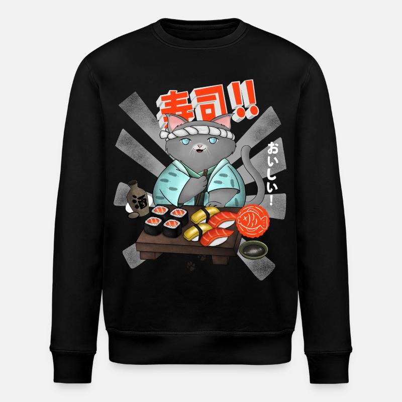 Sushi Cat Chef - Stanley/Stella Unisex Bio-Sweatshirt ROLLER - Schwarz
