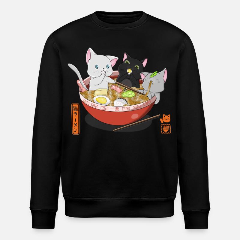 kawaii chats mangeant ramen japonais - Sweat bio ROLLER Stanley/Stella Unisexe - noir