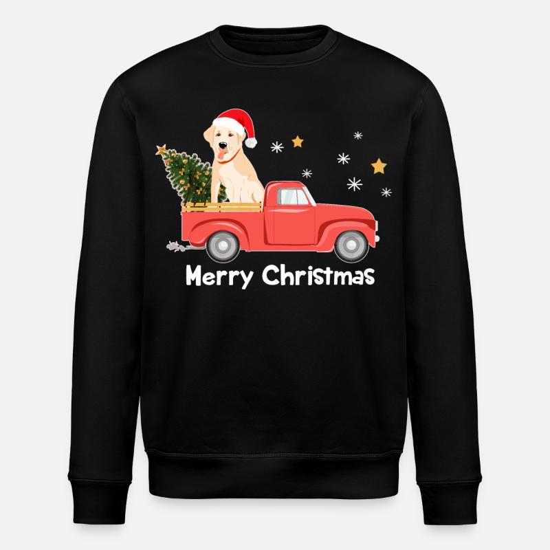 Labrador Weihnachts-Pickup - Stanley/Stella Unisex Bio-Sweatshirt ROLLER - Schwarz