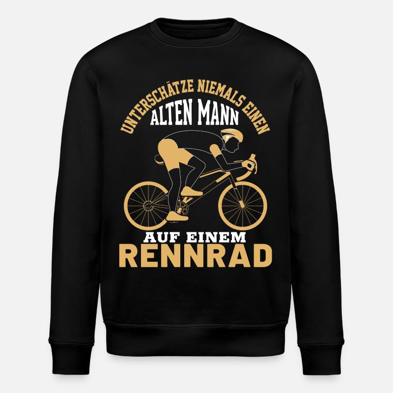 Alter Mann auf Rennrad - Stanley/Stella Unisex Bio-Sweatshirt ROLLER - Schwarz