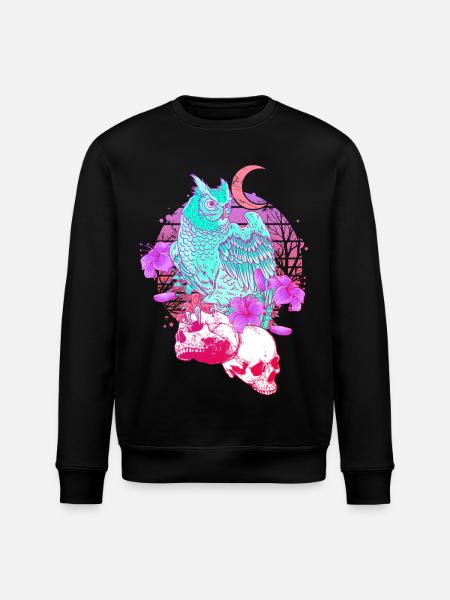 Pastel Goth Skull Owl Aesthetic Clothes Moon - Stanley/Stella ROLLER Unisex Organic Sweatshirt - black