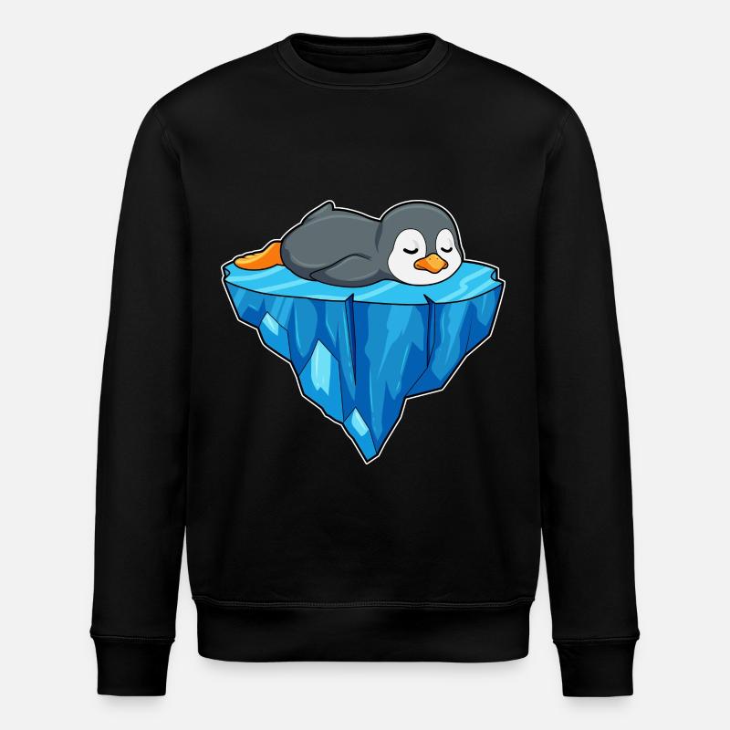 Pinguin auf Eisscholle - Stanley/Stella Unisex Bio-Sweatshirt ROLLER - Schwarz