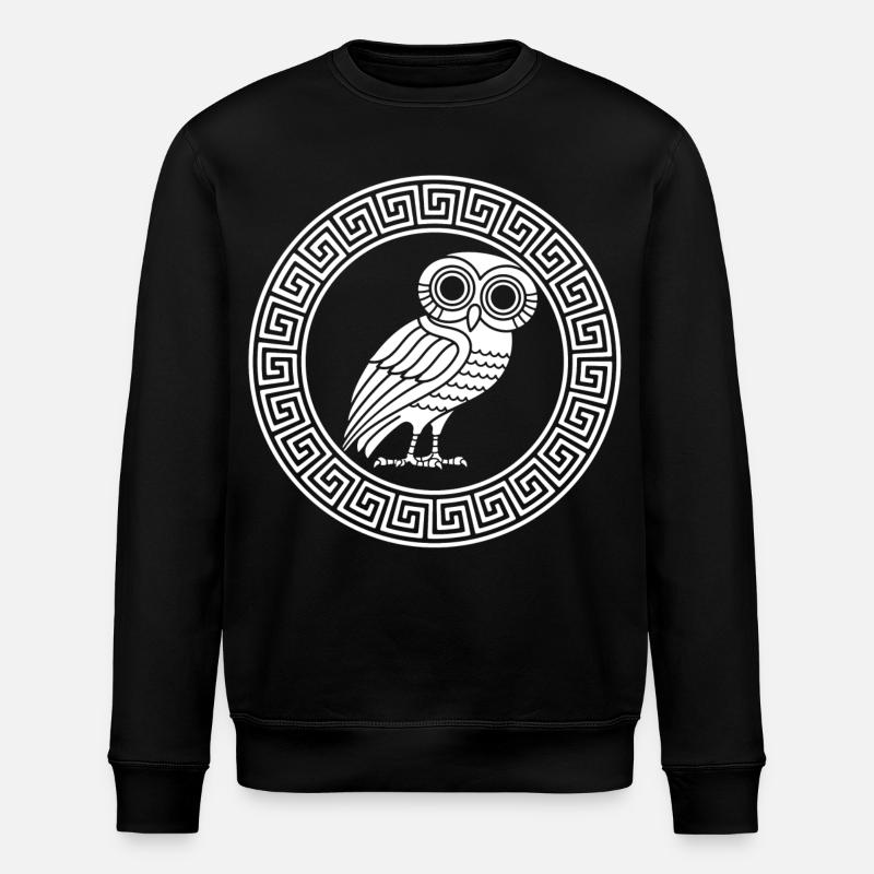 Griechisches Symbol der weißen Eule - Stanley/Stella Unisex Bio-Sweatshirt ROLLER - Schwarz