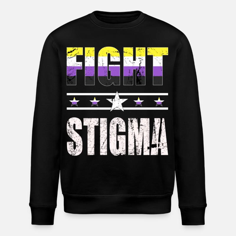 Fight Stigma - LGBTQ - Non-Binary - Stanley/Stella ROLLER Unisex Organic Sweatshirt - black
