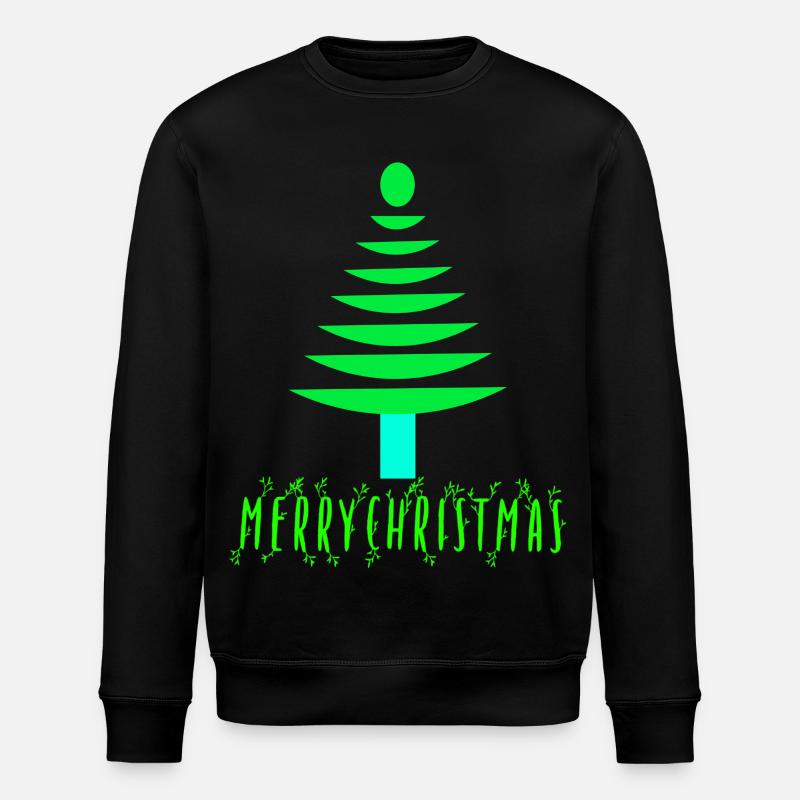 Neon Pine Christmas Tree - Stanley/Stella ROLLER Unisex Organic Sweatshirt - black