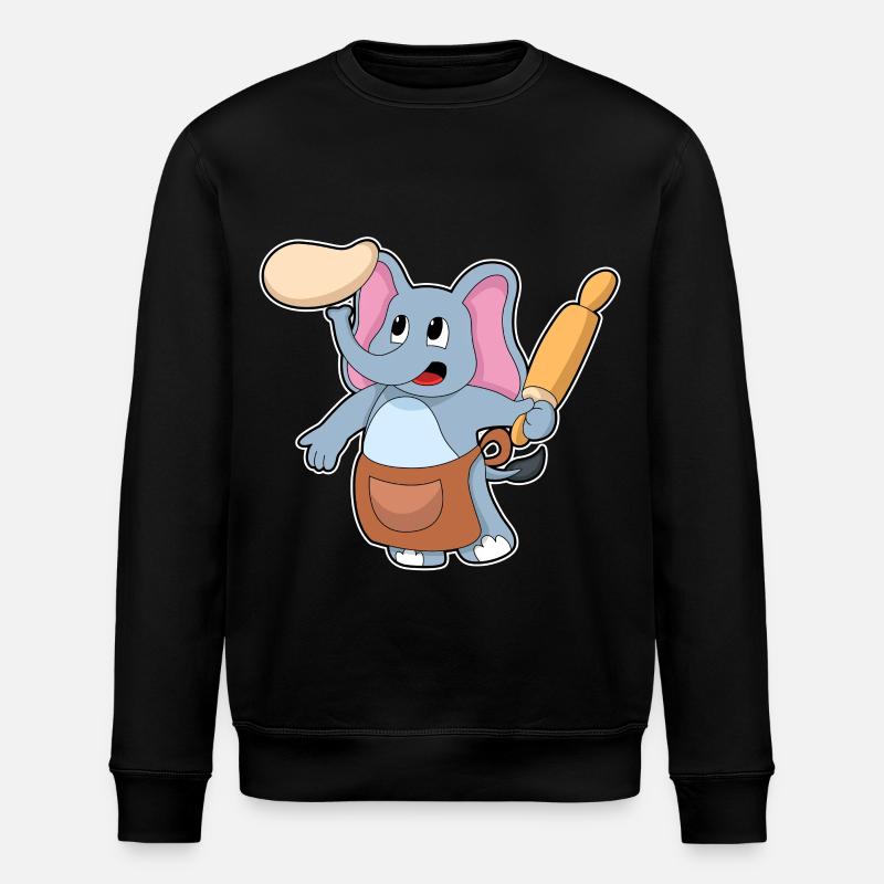 Elefant Bäcker Nudelholz Backen - Stanley/Stella Unisex Bio-Sweatshirt ROLLER - Schwarz