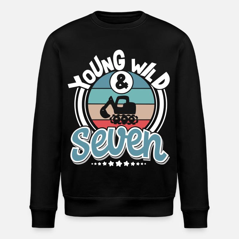 Pelles 7 ans d’anniversaire d’enfant - Sweat bio ROLLER Stanley/Stella Unisexe - noir