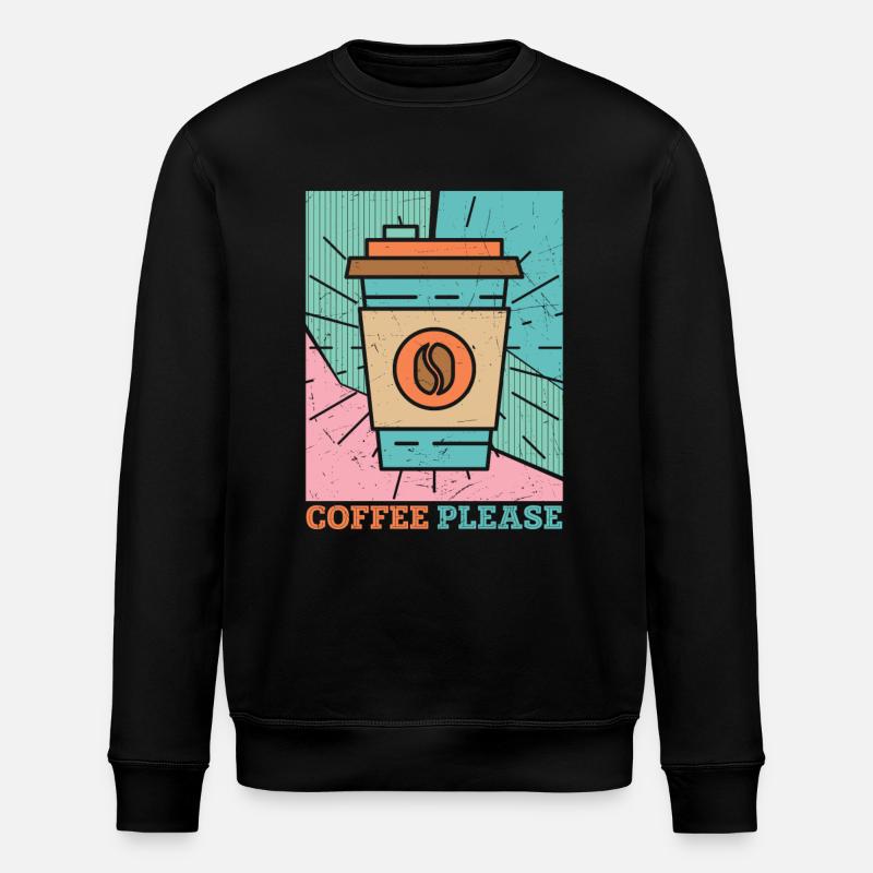Kaffee bitte lustiges Kaffeedesign - Stanley/Stella Unisex Bio-Sweatshirt ROLLER - Schwarz