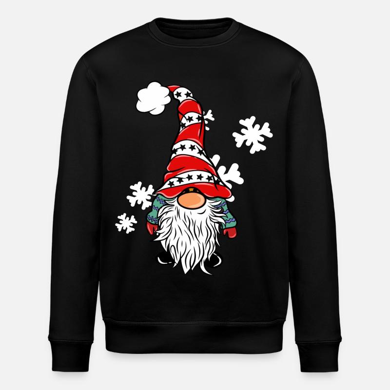 Weihnachts Wichtel mit Schneeflocken - Stanley/Stella Unisex Bio-Sweatshirt ROLLER - Schwarz