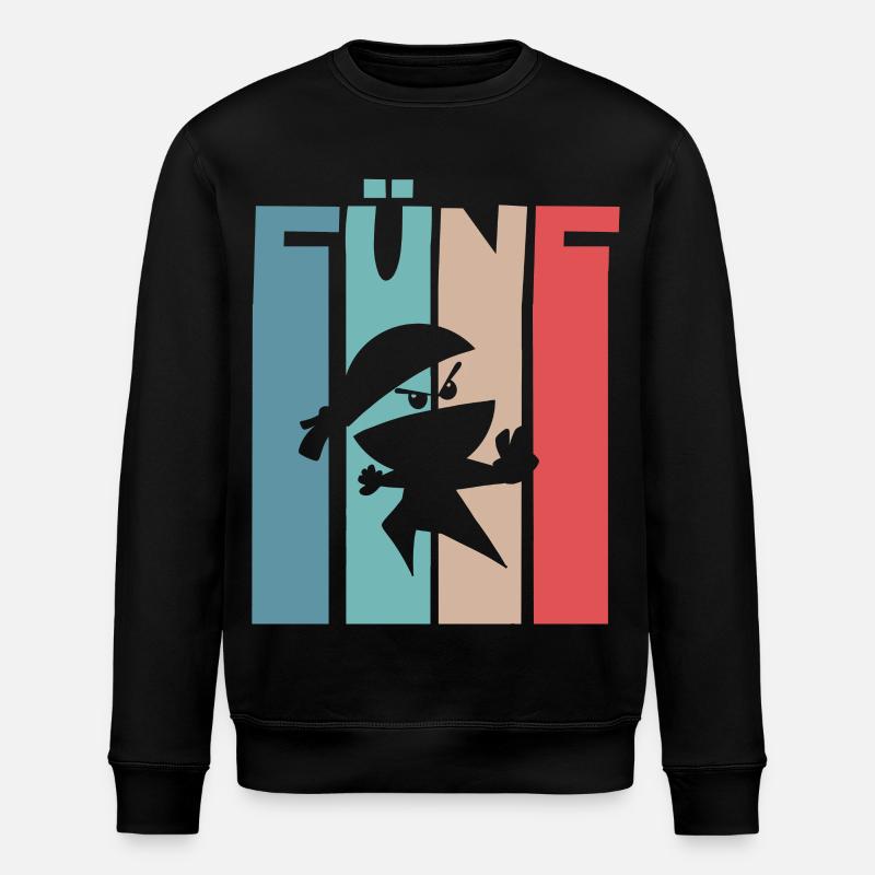 Ninja 5 Jahre - Stanley/Stella Unisex Bio-Sweatshirt ROLLER - Schwarz