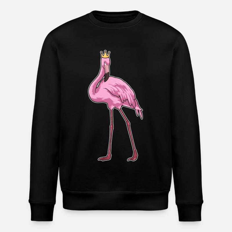 Flamant rose avec couronne - Sweat bio ROLLER Stanley/Stella Unisexe - noir
