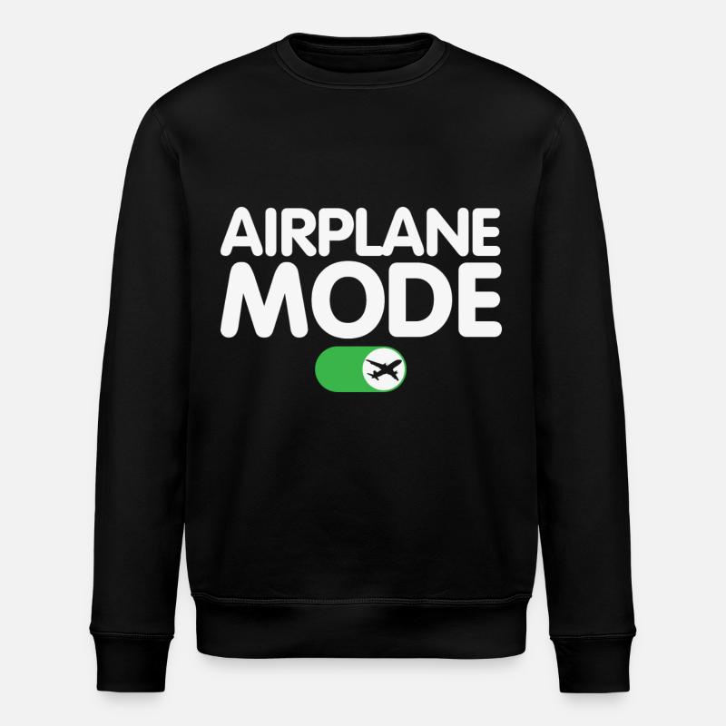 Flugzeugmodus auf lustigem Pilotendesign - Stanley/Stella Unisex Bio-Sweatshirt ROLLER - Schwarz