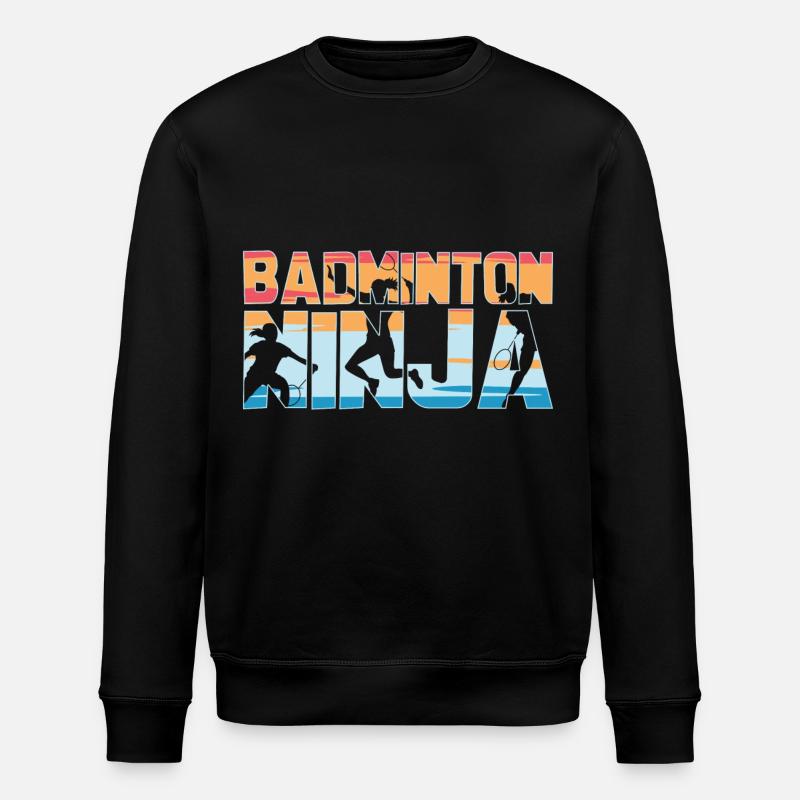 Badminton Ninja Badminton Spieler - Stanley/Stella Unisex Bio-Sweatshirt ROLLER - Schwarz