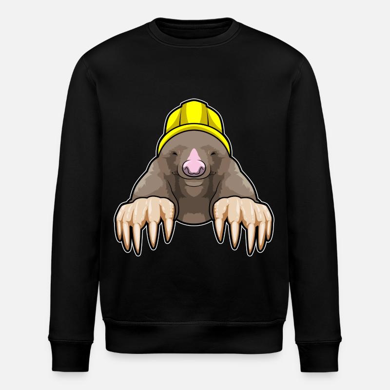 Maulwurf als Bergmann mit Helm - Stanley/Stella Unisex Bio-Sweatshirt ROLLER - Schwarz
